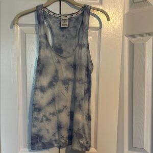 PINK Victoria's Secret racerback tie dye blue and white tank size XS